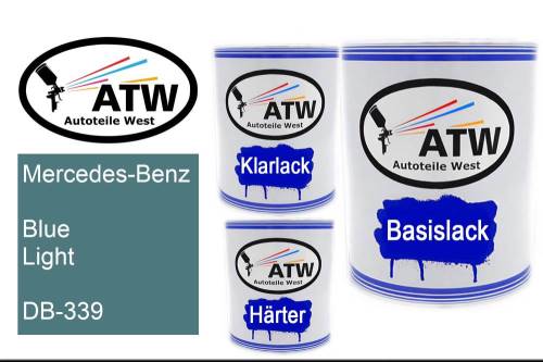 Mercedes-Benz, Blue Light, DB-339: 1L Lackdose + 1L Klarlack + 500ml Härter - Set, von ATW Autoteile West.